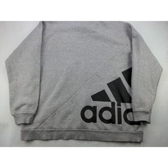 Mens Adidas Pullover Hoodie Size L Gray Big Wraparound Logo Sweatshirt - Picture 6 of 12